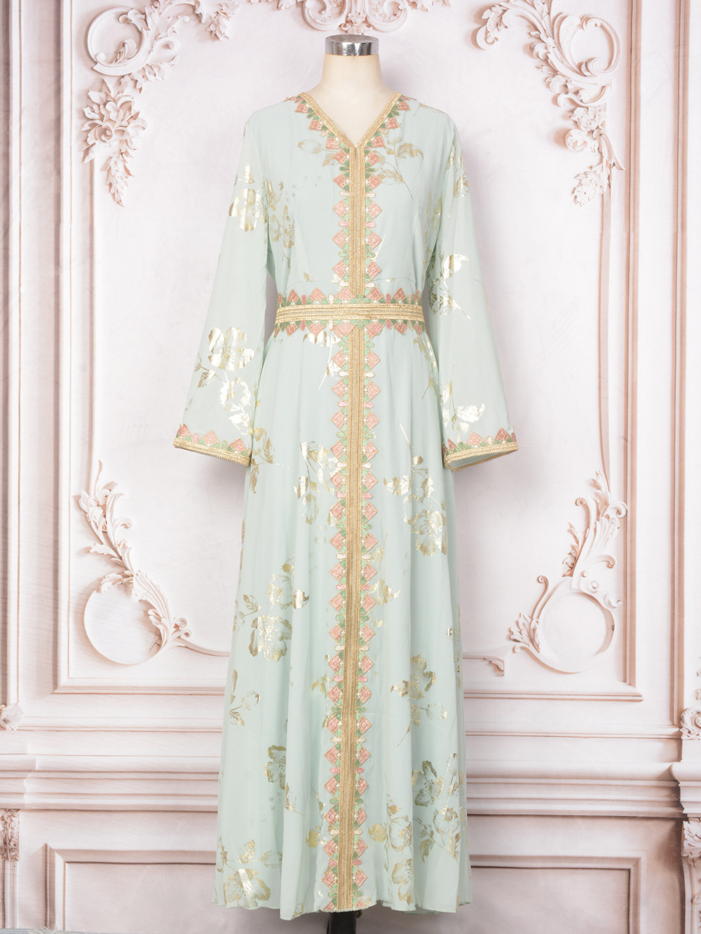 2025 Designer Fashion Casual Muslim Women's New Hot Stamped Embroidered Lace White Dress