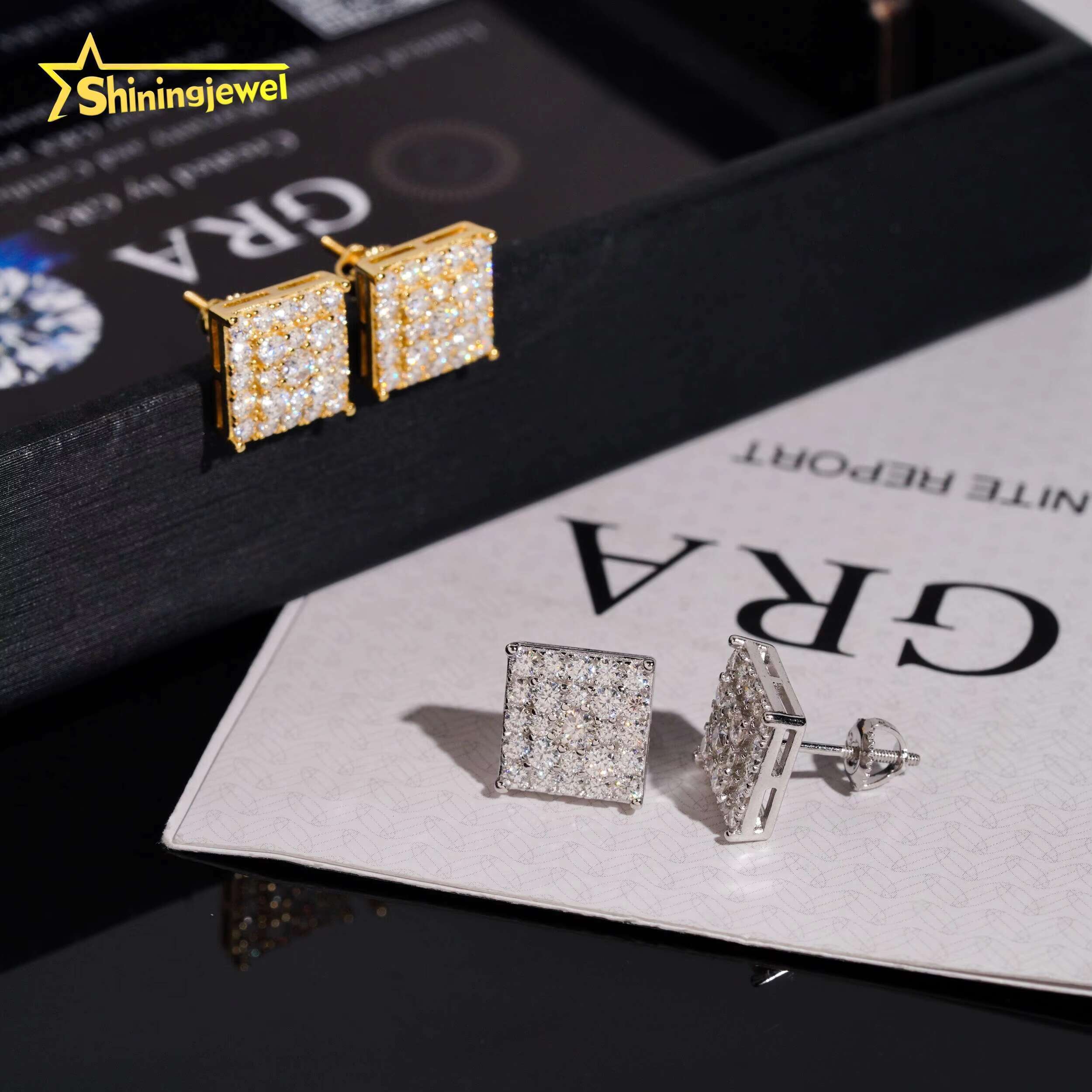 Hot Luxury Diamond Jewelry Pass Tester Stocks 925 Sterling Silver VVS Custom Sparkling Moissanite Stud Earring Men Earrings