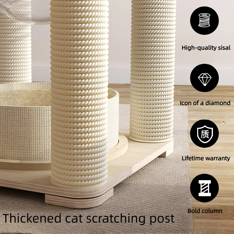 High 17.72 Inch, Beige. Cat Tree Eco-Friendly Solid Timber Perfect Playground