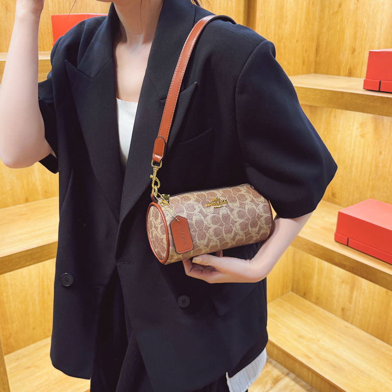 Designer Bag 2025 New French-Inspired Cylinder Bag for Women - Retro Chic Shoulder, Top Handle & Underarm Crossbody Purse With Free Shipping