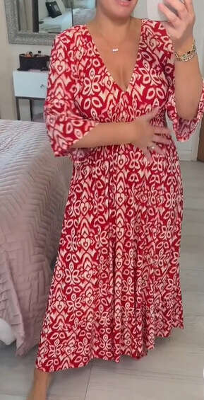 Maxi Dress New Oversized Super Fairy V Neck Floral Vacation Beach Dress Loose Long Skirt KQ