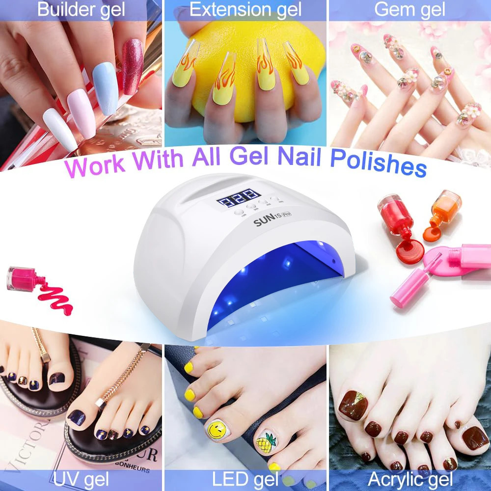 LINMANDA Sun 1S 48W UV LED Lamp for Nail 30 LEDs with 4 Timer Settings Smart Nail Dryer Nail Art Tools for Home Manicure Salon 250517