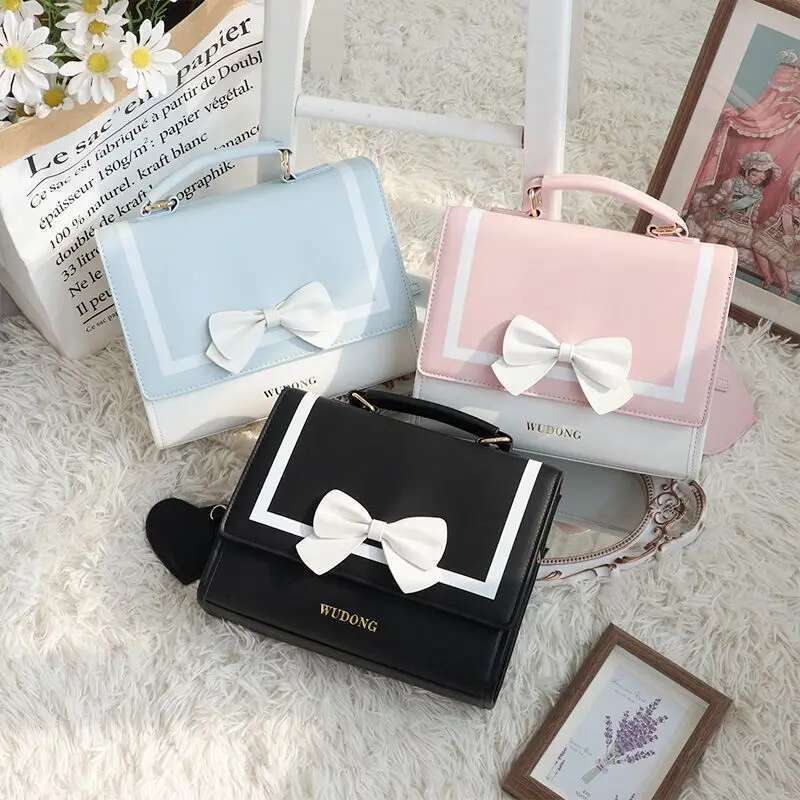 JIAERDI Haruku JK Women's Ita Bag Handbag Trend Japanese Style Kawaii Bow Lolita Crossbody Shoulder Bags Aesthetic Bolso Mujer