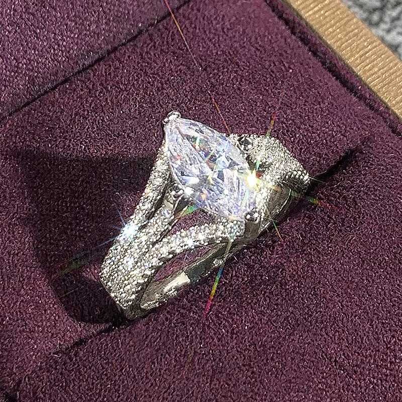 Choucong Drop Ship Elegant Luxury Jewelry 925 Sterling Silver Fill Marquise Cut 5A Cubic Zircon CZ Diamond Party Eternity Women Wedding Bride Engageme