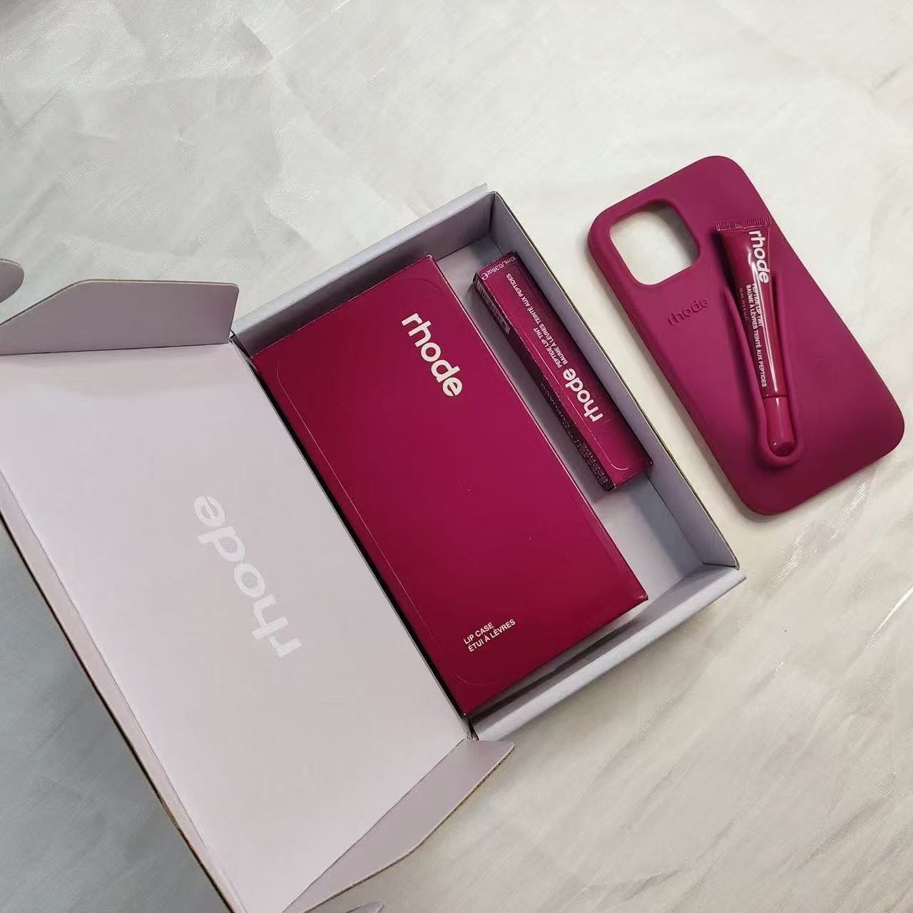 Rhode Phone Case Lipstick Phone Case Apple iPhone 16 pro max Lipstick 3D Make Up iPhone Silicone 15 14 13 Bracket Case Silicone Soft 2025