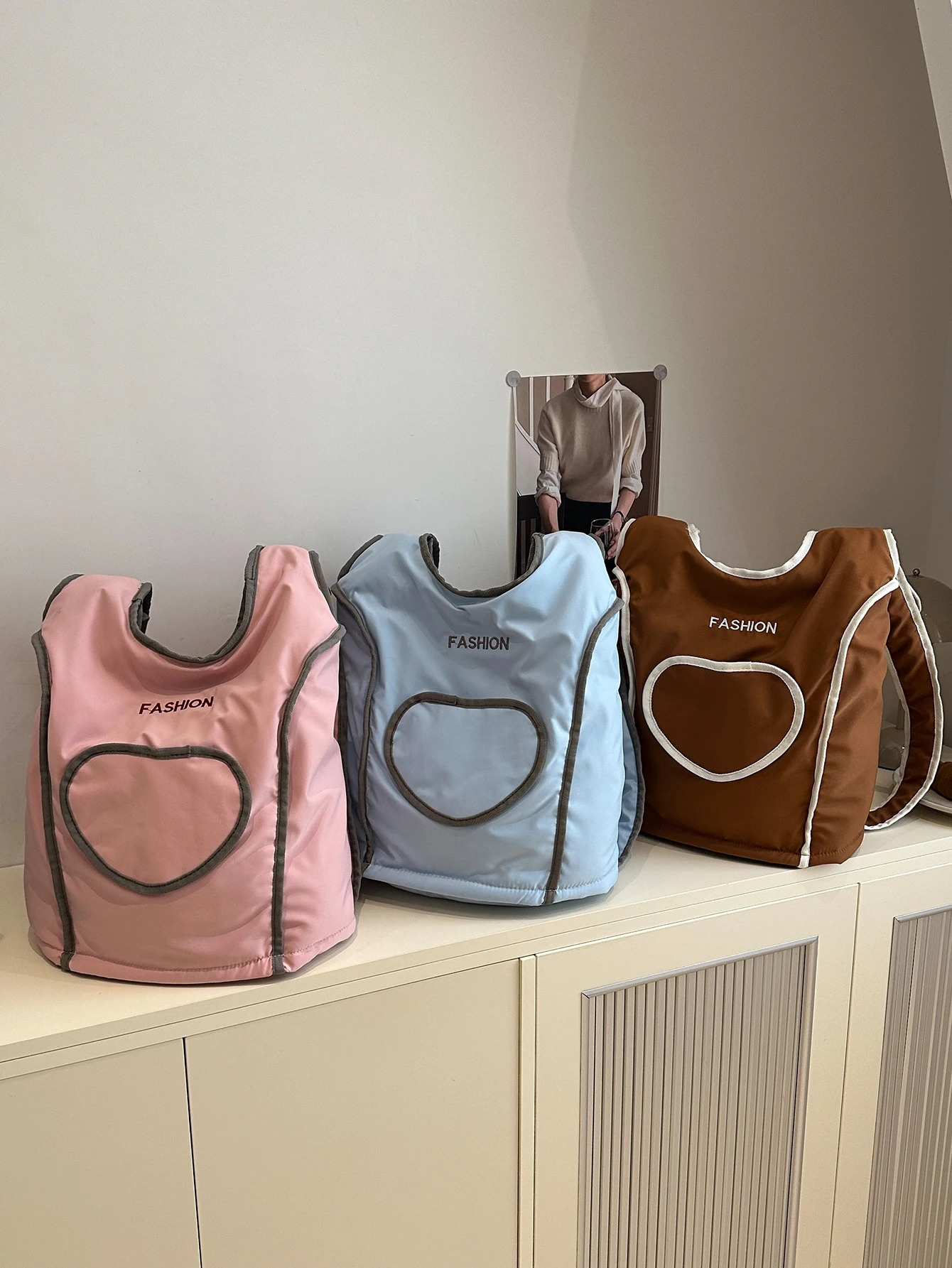 Korean Niche Lazy Style Versatile Casual Lightweight Multi-Purpose Backpack Wide Shoulder Strap Heart Student Cla