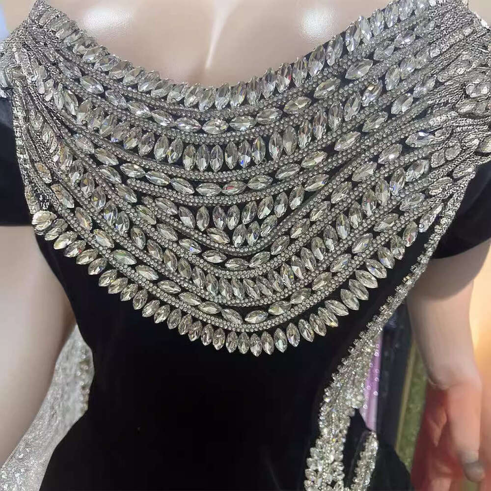 Maxi Dress Diamond Shaped Design High Slit Single Shoulder Sleeveless Black Dress Socialite Dinner Red Carpet Dress KQ