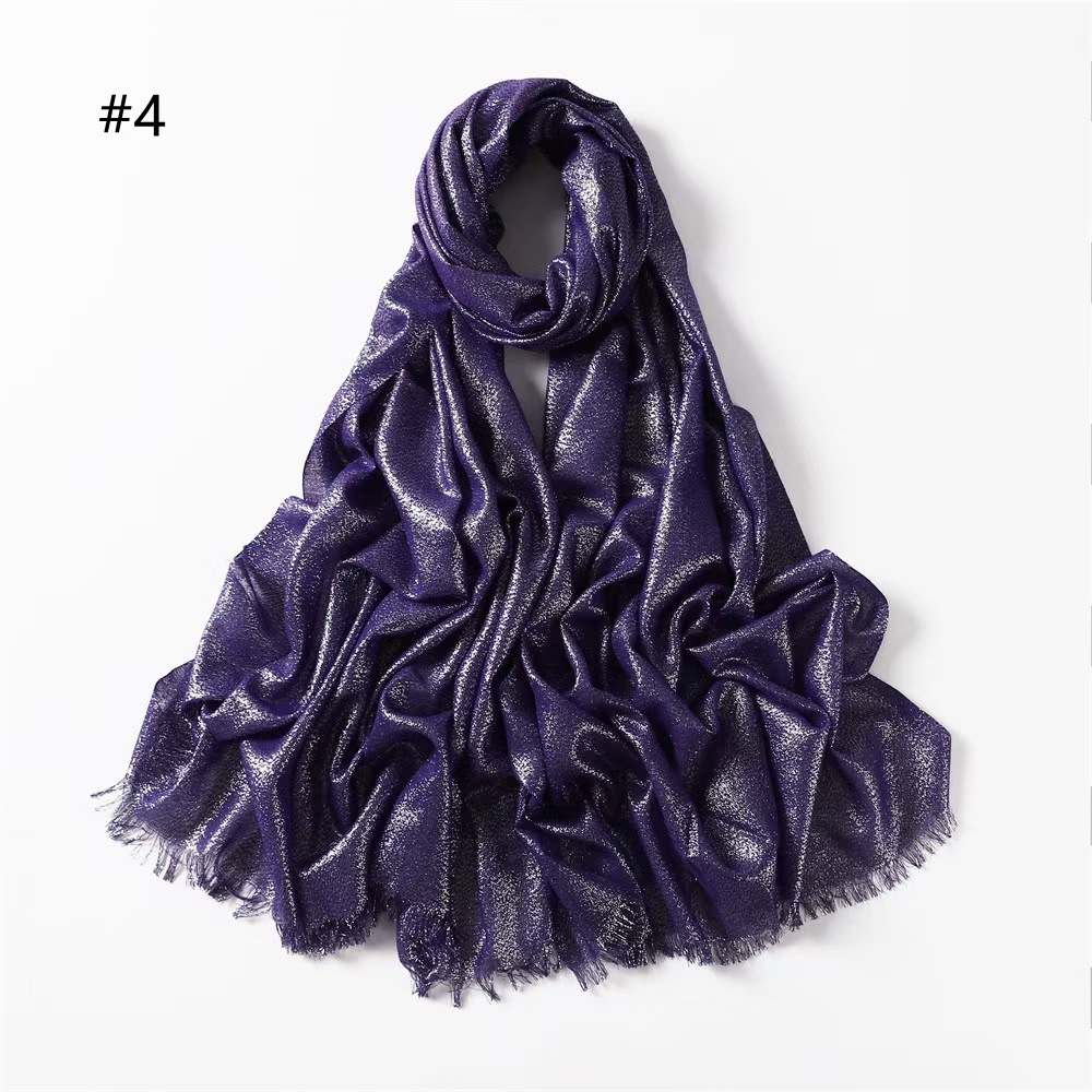 T739 Spring and Summer Tassel Solid Color Cotton and Linen Scarf Single Color Silver Silk Flashing Man-Made Cotton Long Scarf Sunscreen Air Conditioni