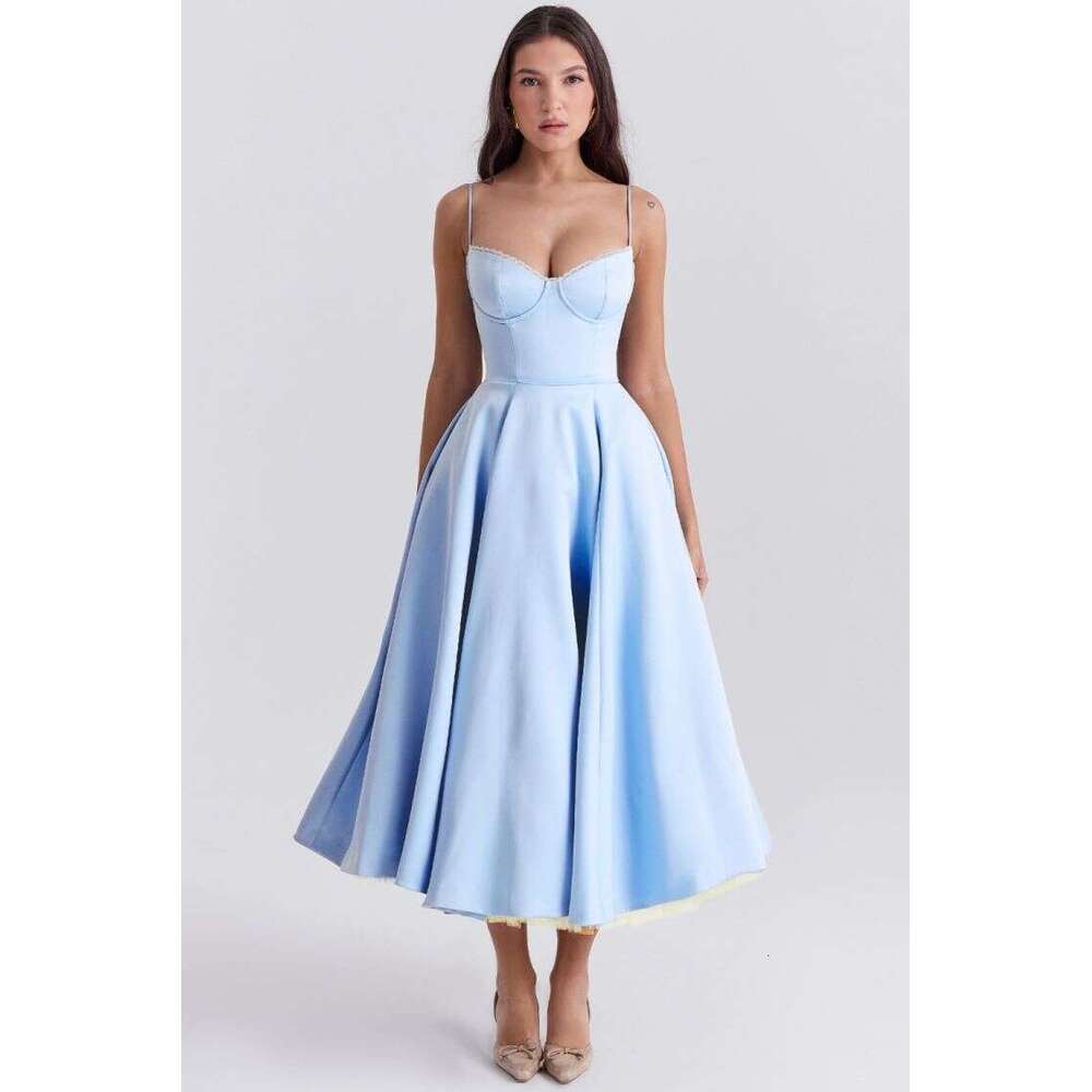Maxi Dress High End Women S Sexy Suspender Hard Mesh Large Hem Long Skirt Temperament Slim Fit Dress Skirt KQ