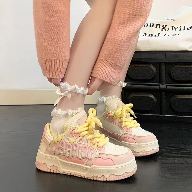 Pink Girl Four Seasons New Fashionable Multi functional Shoes Designer Fashionable Casual Sports Women's Board Shoes