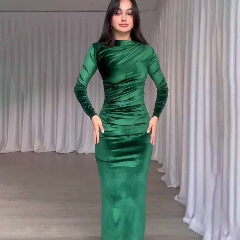 Maxi Dress Noble Velvet Slim Fit Sexy Waist Irregular Long Dress For Women KQ