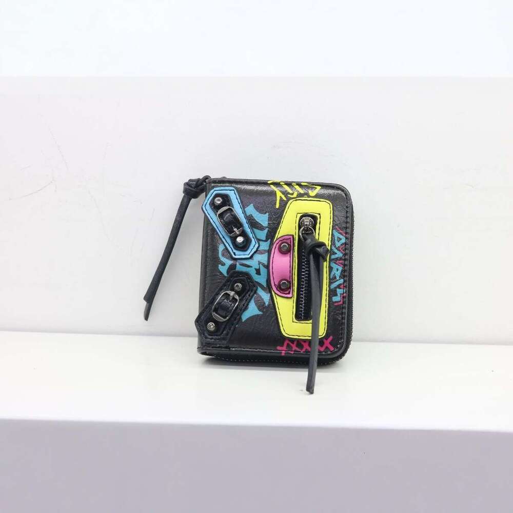 Graffiti new zipper style small wallet change card bag multifunctional