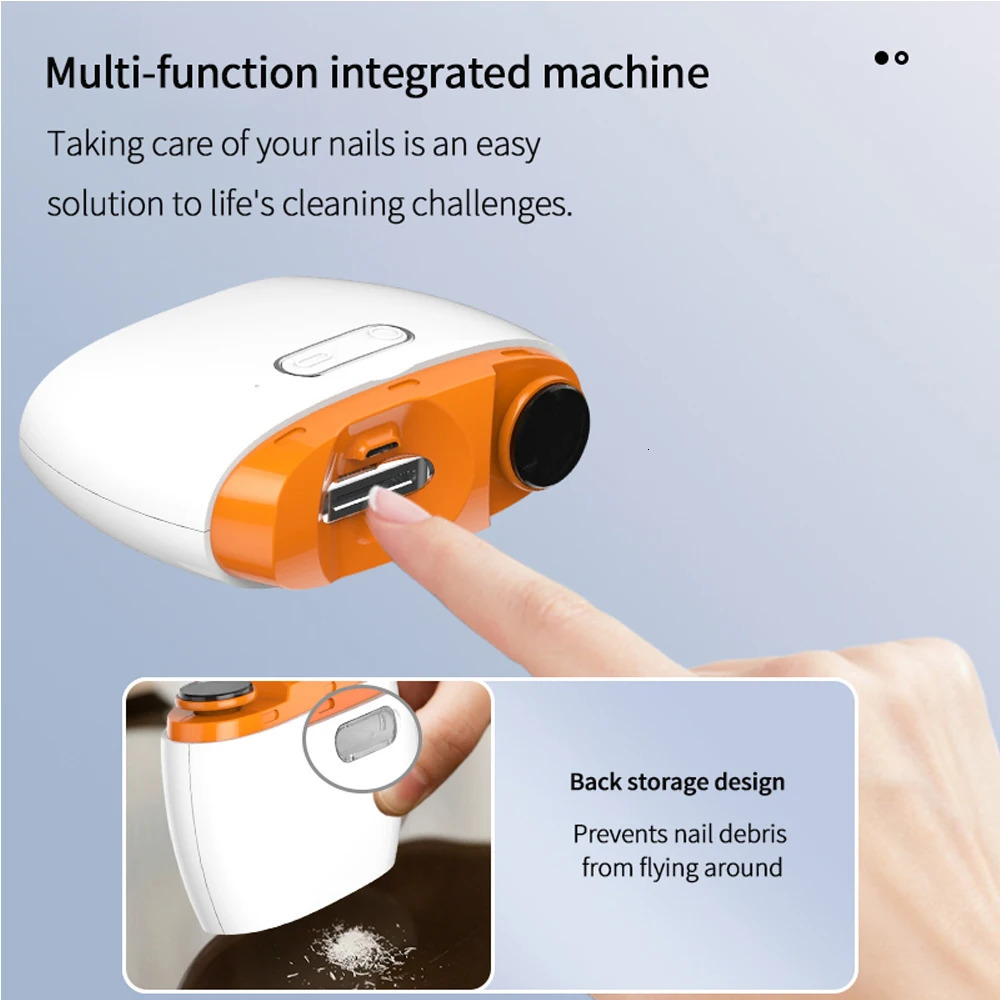 2 in 1 Automatic Electric Nail Clipper Multifunction Nail Grinder Nail Polishing USB Charging Automatic Nail Cutter with Light 250517