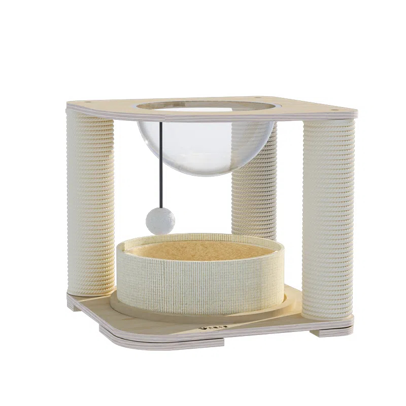 High 17.72 Inch, Beige. Cat Tree Eco-Friendly Solid Timber Perfect Playground