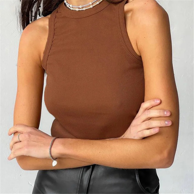 Tank Tops Women Yellow Casual Vest Sleeveless Camis Shoulder Womens Tank Top Ribbed Knitted Tops Summer Woman Shirts Tank Top250514
