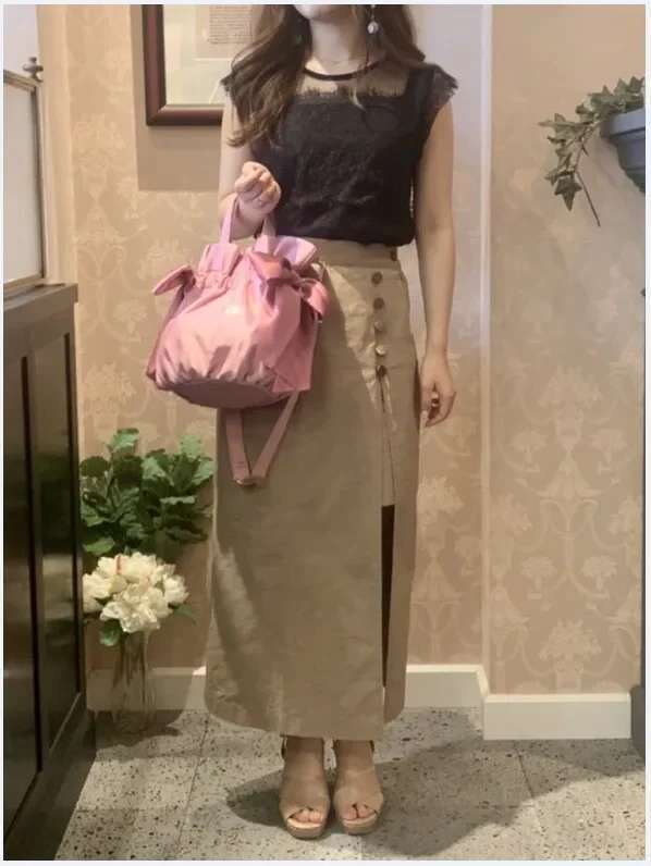 Japanese Style New Double-Sided Drawstring Bags Sweet Cute Girl Ladies Satin Bow Crossbody Shoulder Portable Handbag