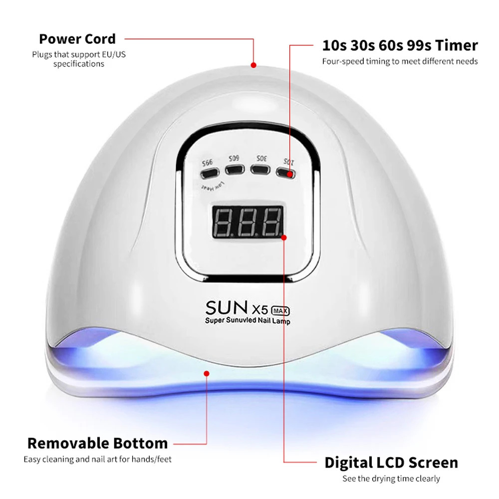 Professional UV Nail Art Lamp 45LED Nail Dryer with 4 Timers and Auto Sensor Drying Light for Gel Nail Polish Curing Nail Tools 250517