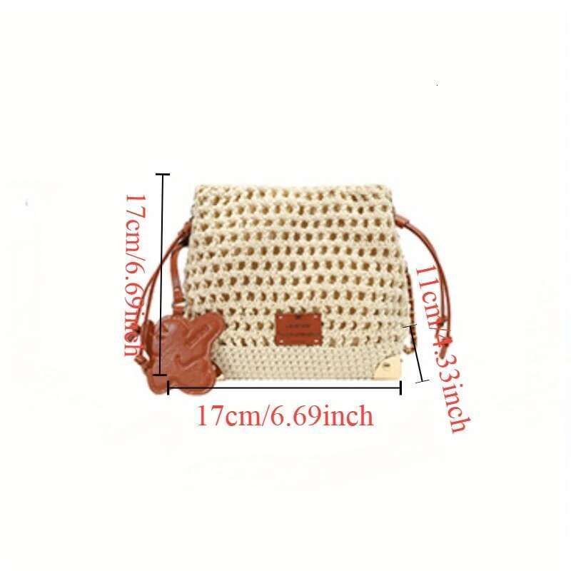 Women's Chic Summer Knit Crossbody Bag Adjustable Strap Versatile Commuter Handbag with Polyester Lining