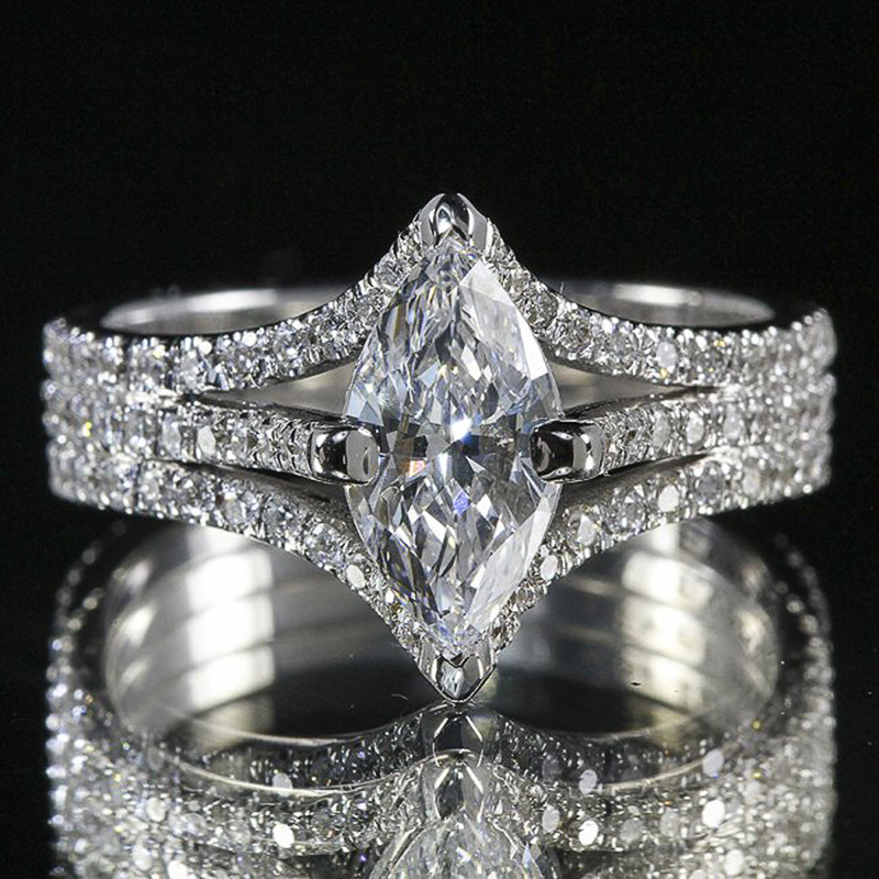 Choucong Drop Ship Elegant Luxury Jewelry 925 Sterling Silver Fill Marquise Cut 5A Cubic Zircon CZ Diamond Party Eternity Women Wedding Bride Engageme