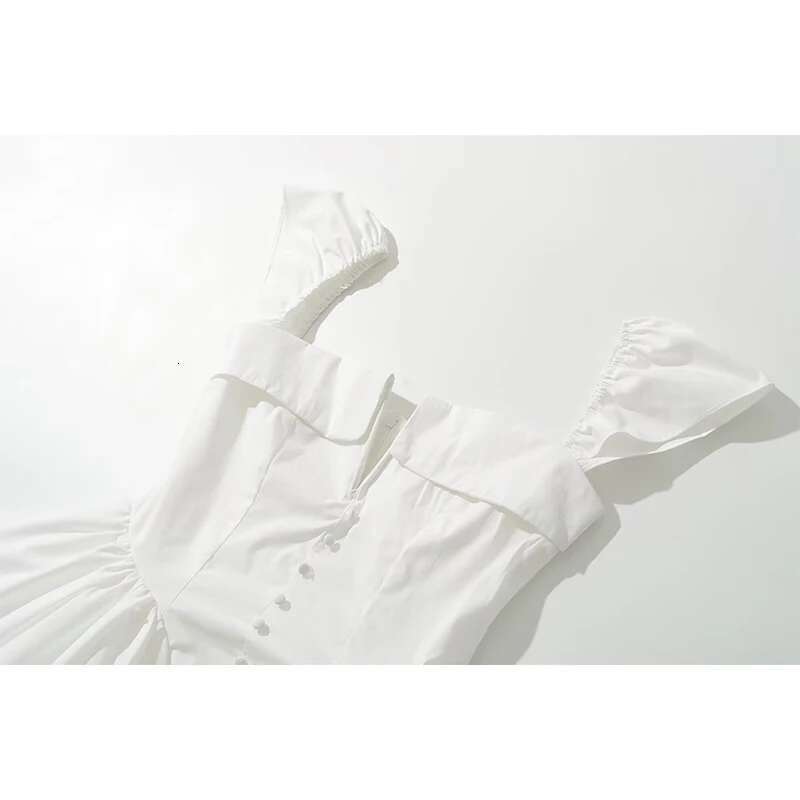 Summer Women Sexy Fit And Flare White Mini Dresses Short Sleeve Low Waist Elegant Party Dress Ladies Bridesmaids Robe