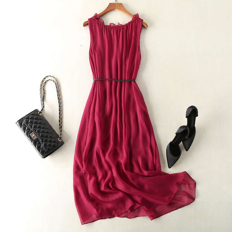 Maxi Dress OL Commuting Simple Silk Dress Long Pullover Flowing Beach Vacation Skirt Formai Dress