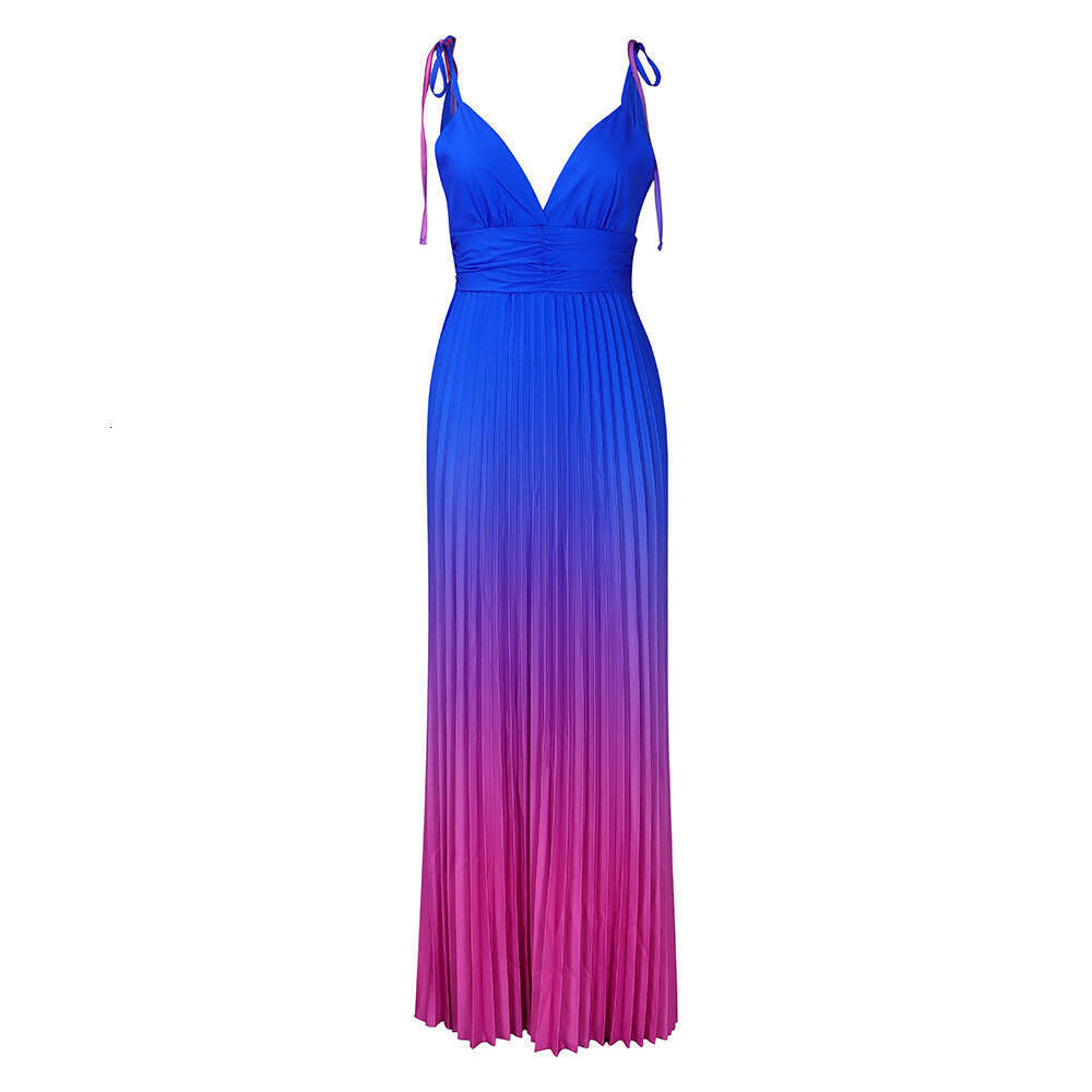 Maxi Dress D Summer Strap Open Back Sexy Lacing Gradient Color Long Dress KQ