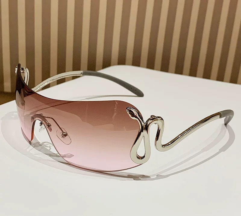 Free shipping designer sunglasses 2025 new fashion, high-end texture, luxurious frameless integrated sunglasses