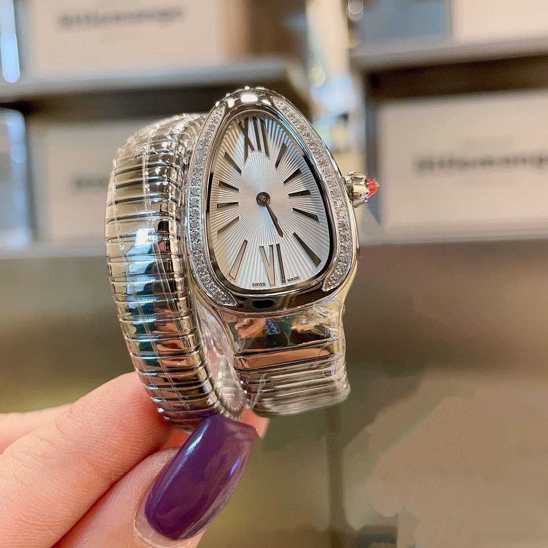 Luxury women's Bracelet Women's watch Quartz Watch Gold Serpentine watch Top brand Diamond Stainless Steel watch Ladies Christmas Valentine's Day gift
