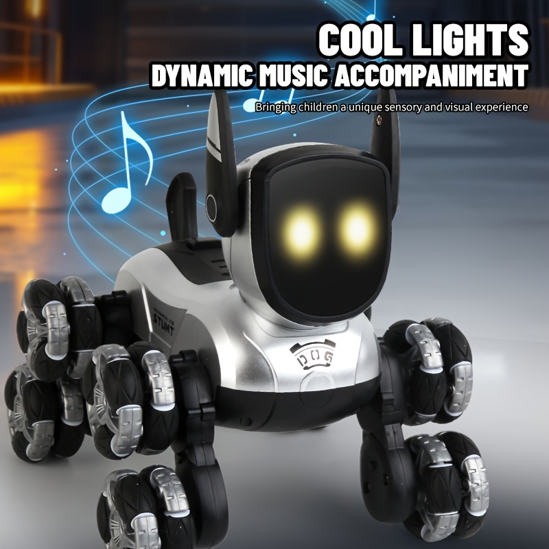 Rechargeable robot dog, interactive intelligent robot dog, remote-controlled stunt robot toy with remote control, music, realistic movements , electro