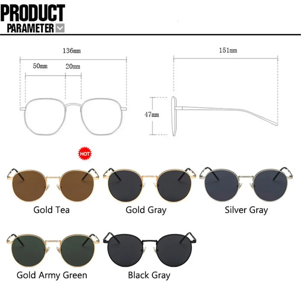 Fashion Glasses Fishing Metal Frame Shades Round Sun Eyewear Women Men Sunglasses 250515