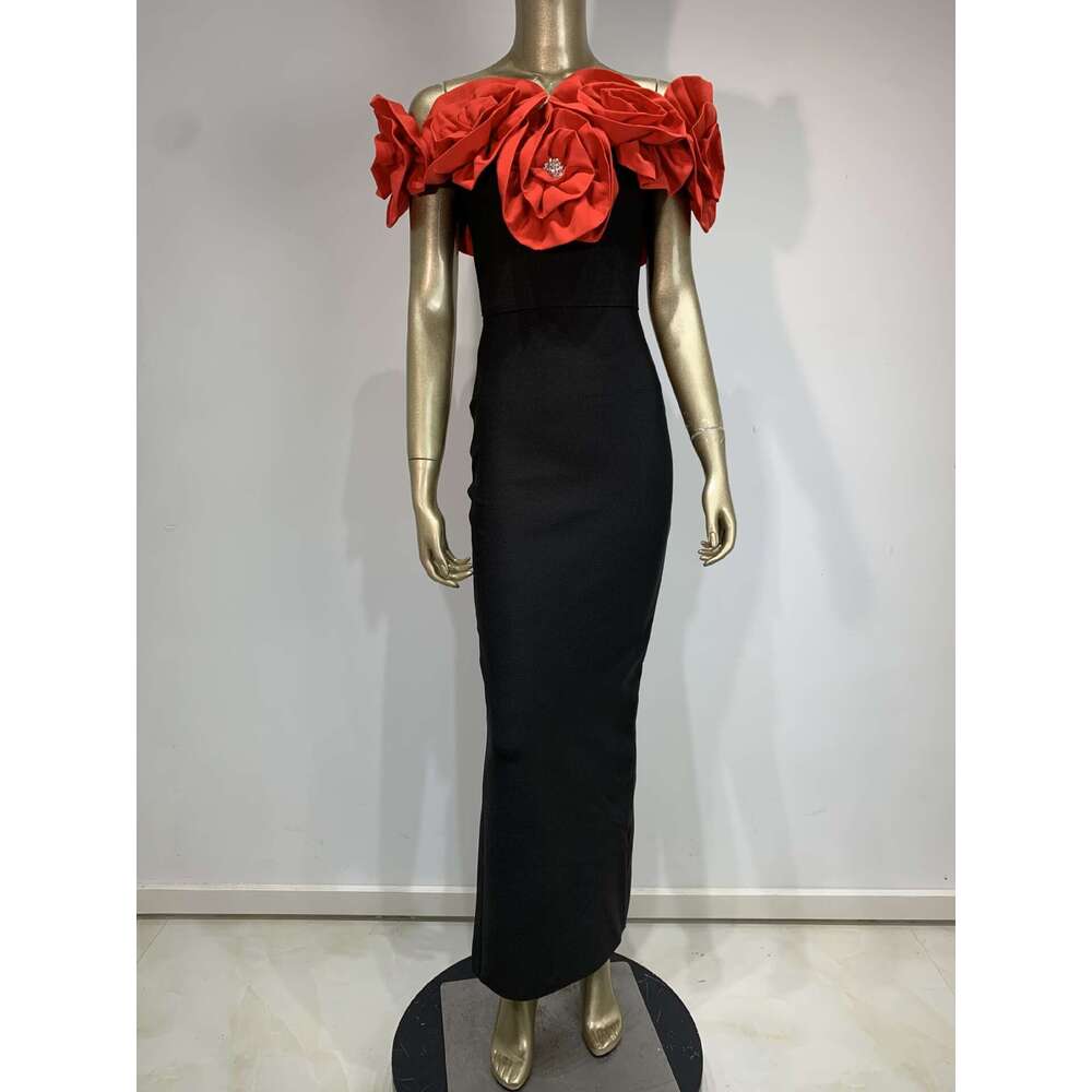 Maxi Dress New Bandage White Large Flower Long Dress KQ