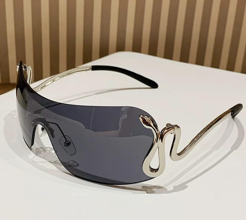 Free shipping designer sunglasses 2025 new fashion, high-end texture, luxurious frameless integrated sunglasses