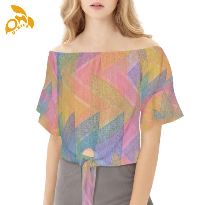 Free Shipping Designer Summer Oversize shirt Customized Tees Women's full-width one-shoulder lace-up short-sleeved T-shirt size XS-3XL