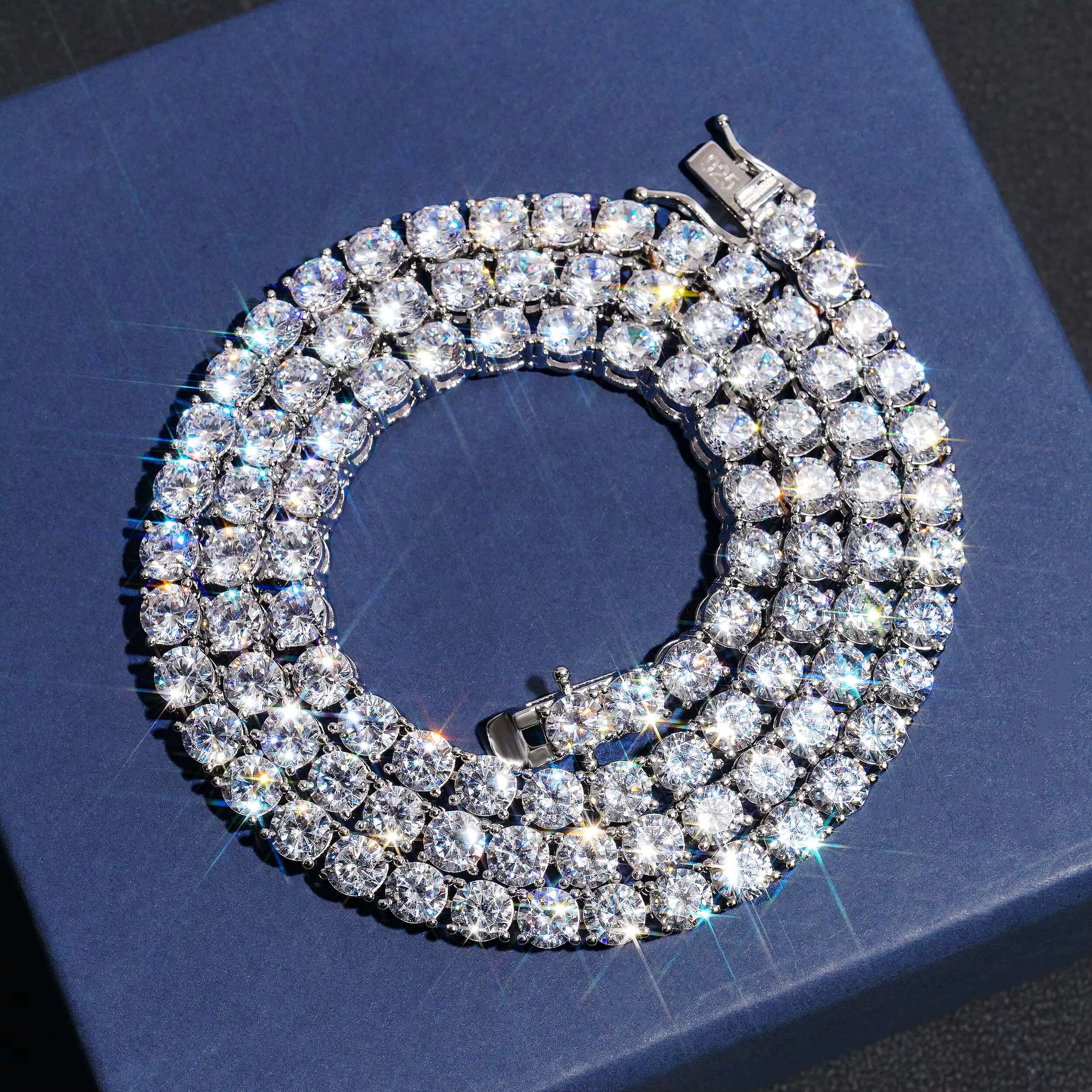 925 Silver 5A Cubic Zirconia Affordable 3mm 4mm 5mm Tennis Chain Necklace Bracelet 18k Gold Plated Necklace Hip Hop Rock