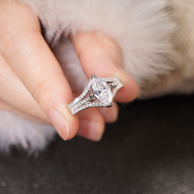 Choucong Drop Ship Elegant Luxury Jewelry 925 Sterling Silver Fill Marquise Cut 5A Cubic Zircon CZ Diamond Party Eternity Women Wedding Bride Engageme