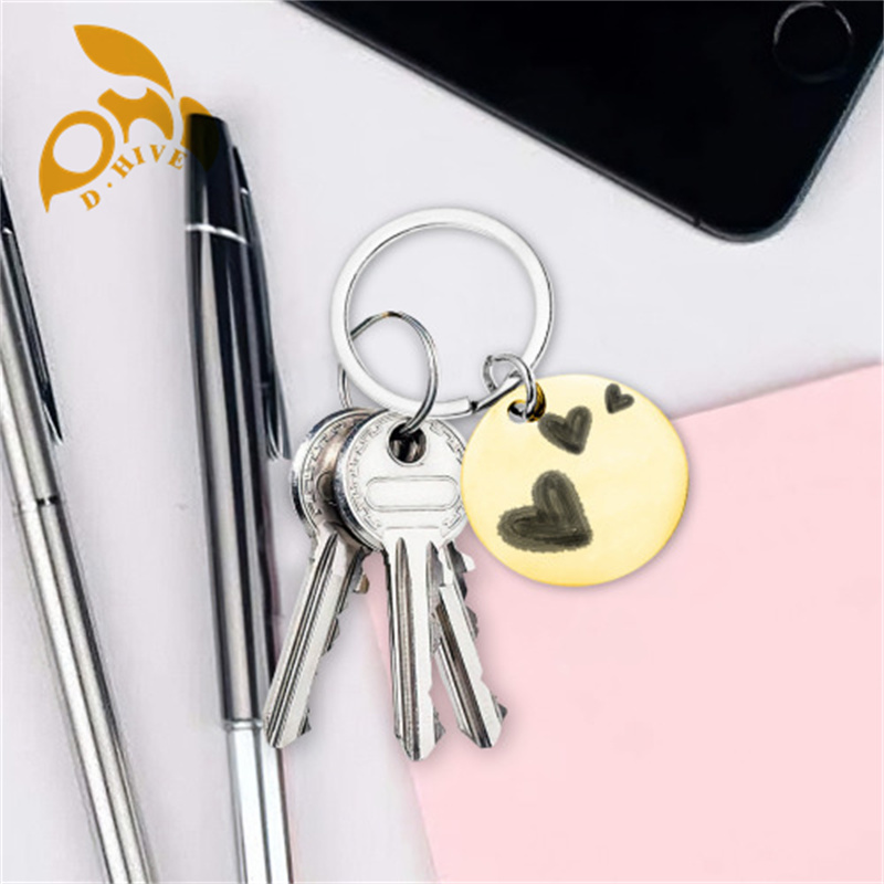 Stainless steel keychain (double-sided laser engraving) 3x3cm suitable for pet accessories.