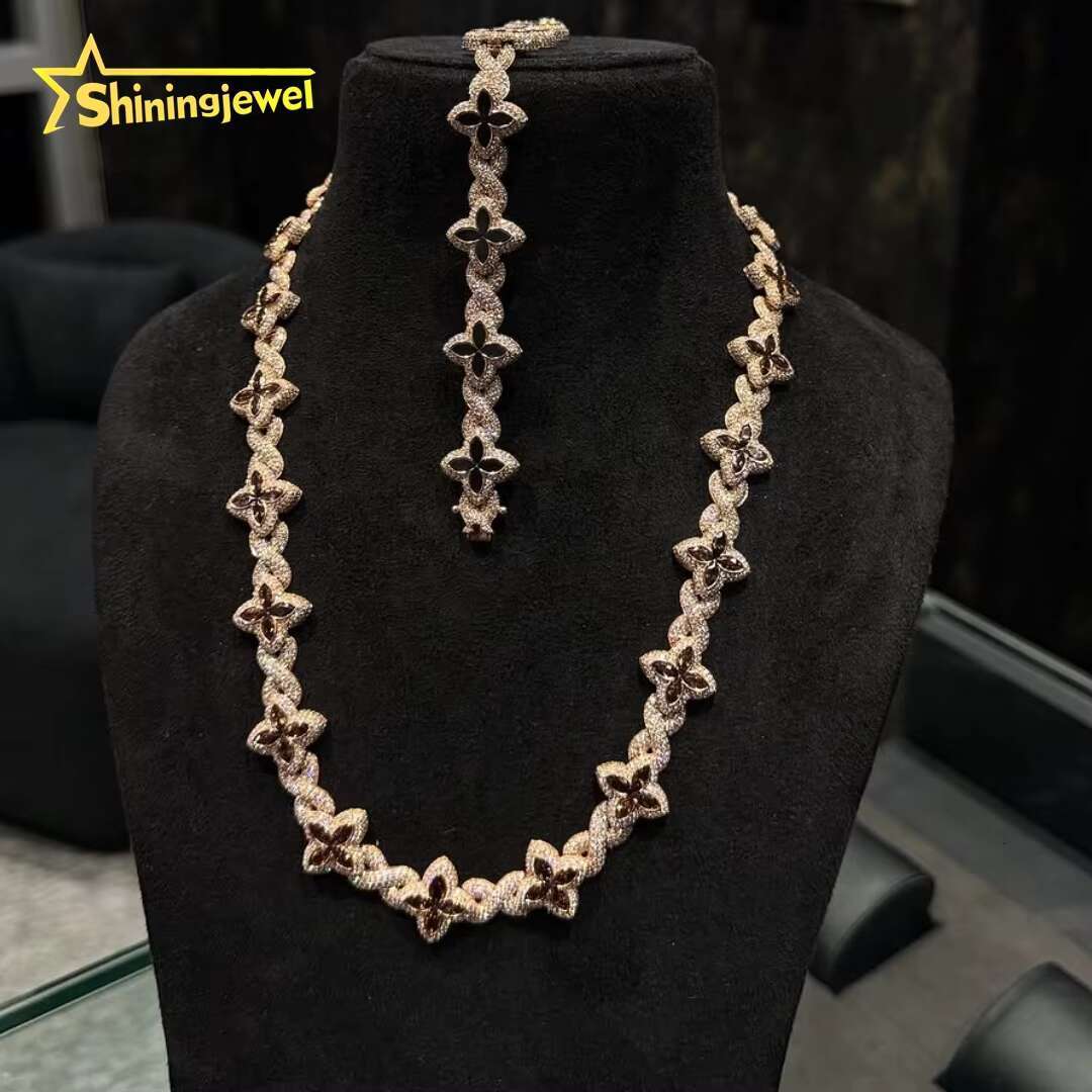 New Luxury Man Rapper Style Jewelry Iced Out 925 Silver Hip Hop VVS1 Moissanite Diamond Infinity Miami Clover Cuban Link Chain