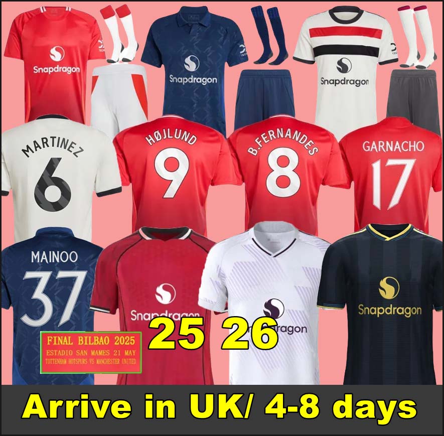 24 25 26 Soccer Jerseys BRUNO FERNANDES RASHFORD Football Shirt 2025 2026 Men Kid Kits MARTINEZ CASEMIRO ANTONY Garnacho HOJLUND Stone Roses MAINOO Uniforms