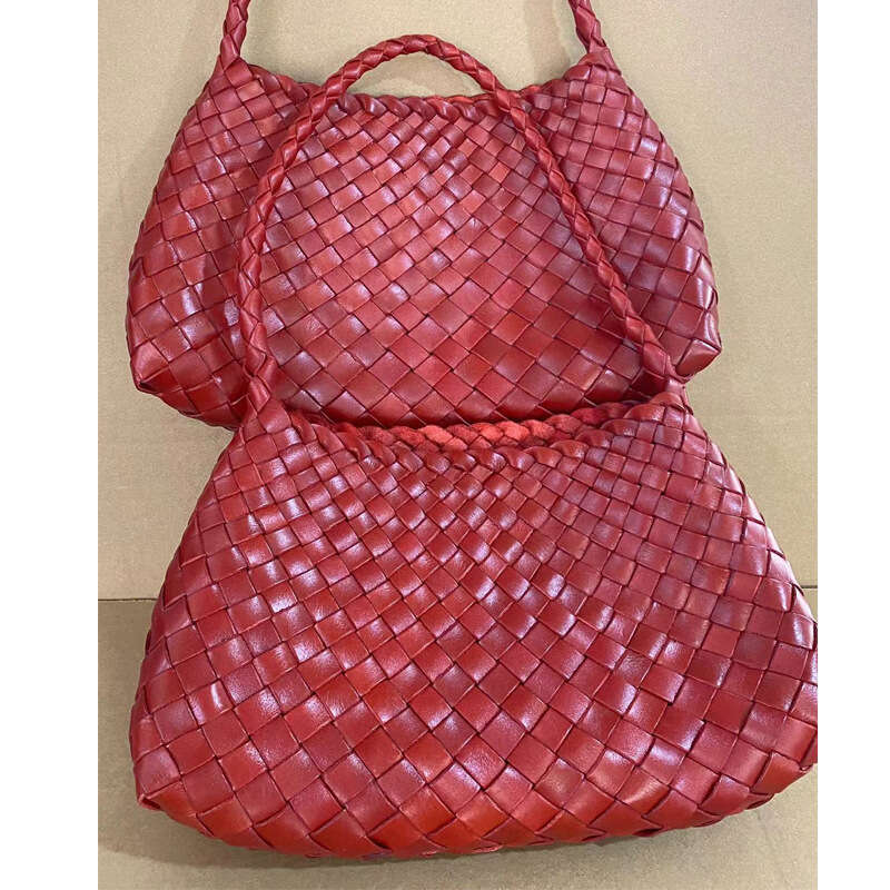 Tote Bag Dragon Woven Toe Cover Layer Cowhide Women S French Style Vegetable Basket Handmade Leather Handbag Shoulder Bag KQ