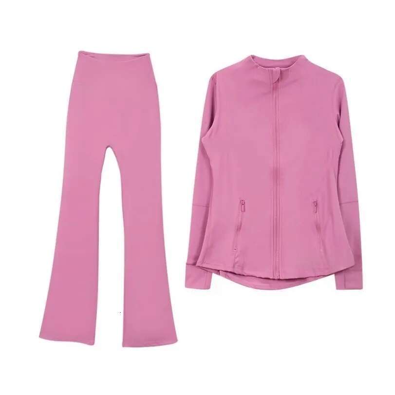 Women Designer Yoga Set Jacket Flared Gym Outdoor Sports Zippered Slim Fit Running Top Workout Shorts Leggings Tracksuits Activewear Fitness Clothes A