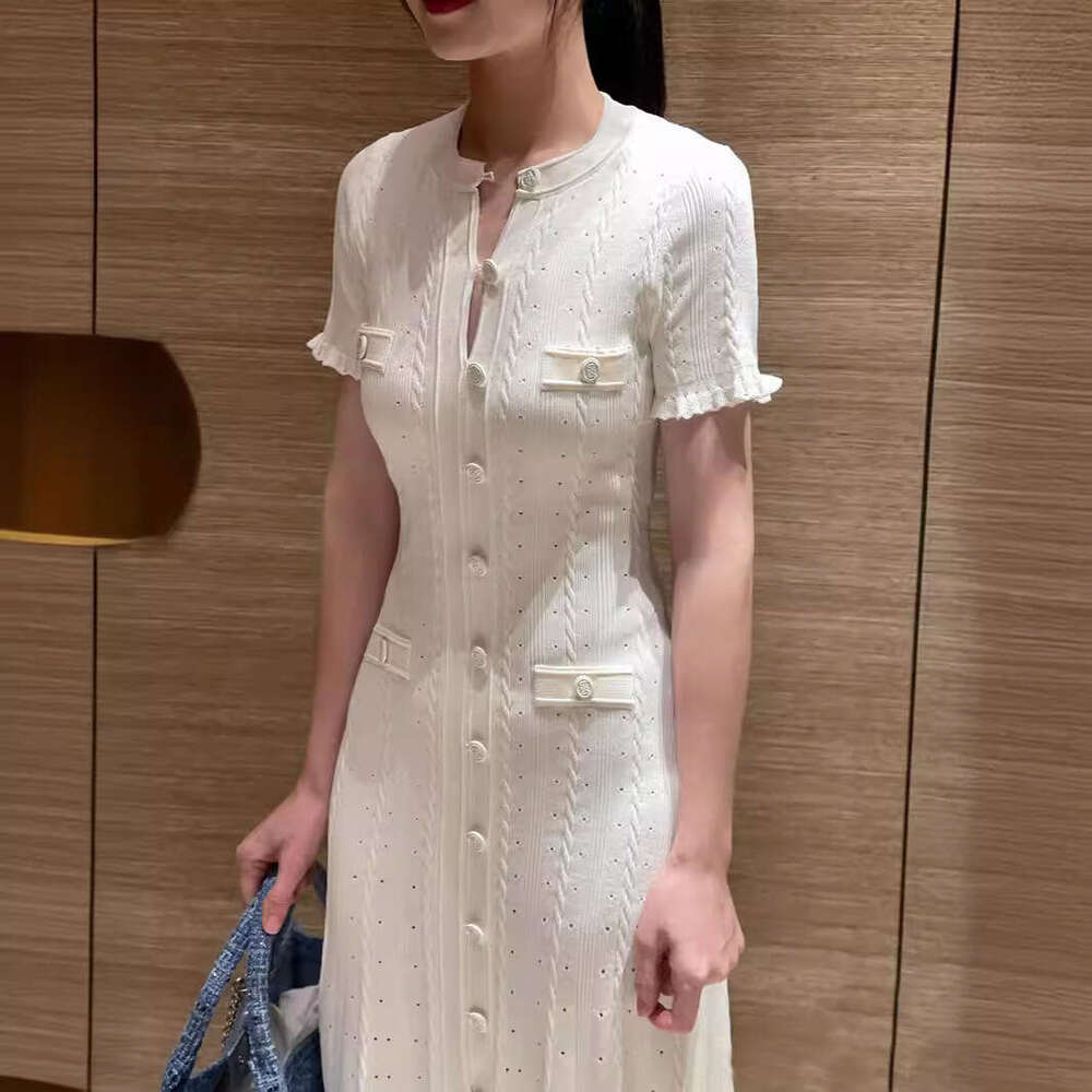 Maxi Dress Pure Yuan S Home New Autumn French Light Luxury Knitted Mushroom Edge Dress Female First Love Hollow Long Skirt KQ
