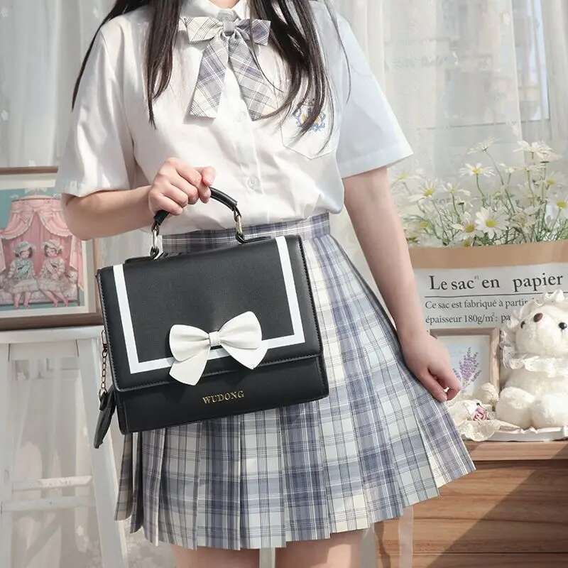 JIAERDI Haruku JK Women's Ita Bag Handbag Trend Japanese Style Kawaii Bow Lolita Crossbody Shoulder Bags Aesthetic Bolso Mujer