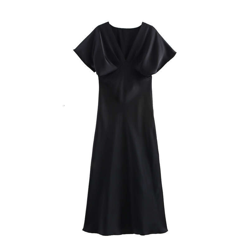 Maxi Dress Women S Clothing Early Spring New Item High End Silk Texture Bubble Sleeve Temperament Long Skirt KQ