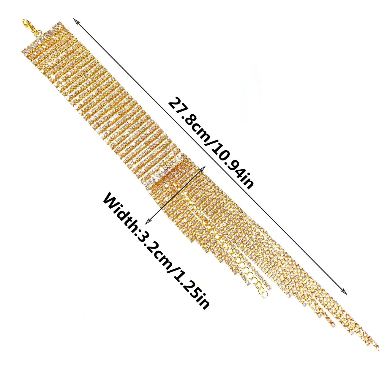 Fashion Long Tassel Rhinestone Bracelet Hand Jewelry for Women Bridal Crystal Statement Bracelets Wedding Jewellery 250517