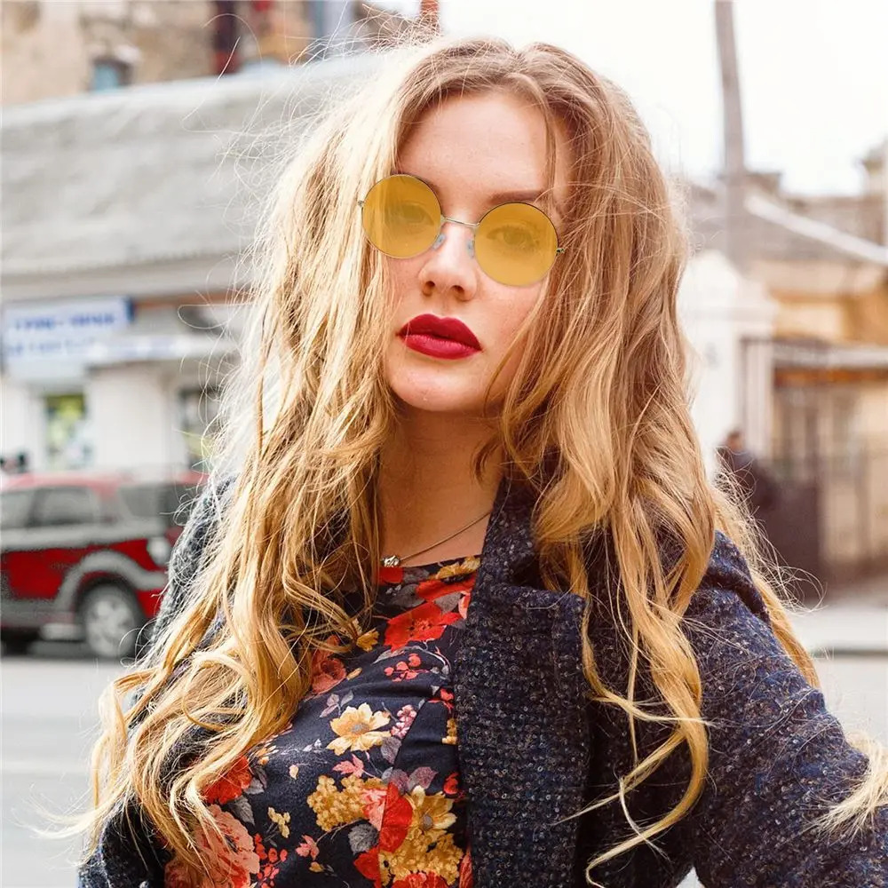 Fashion Retro Round Hippie Sunglasses for Women Men Trendy Punk Glasses Circle Metal UV Protection 250515