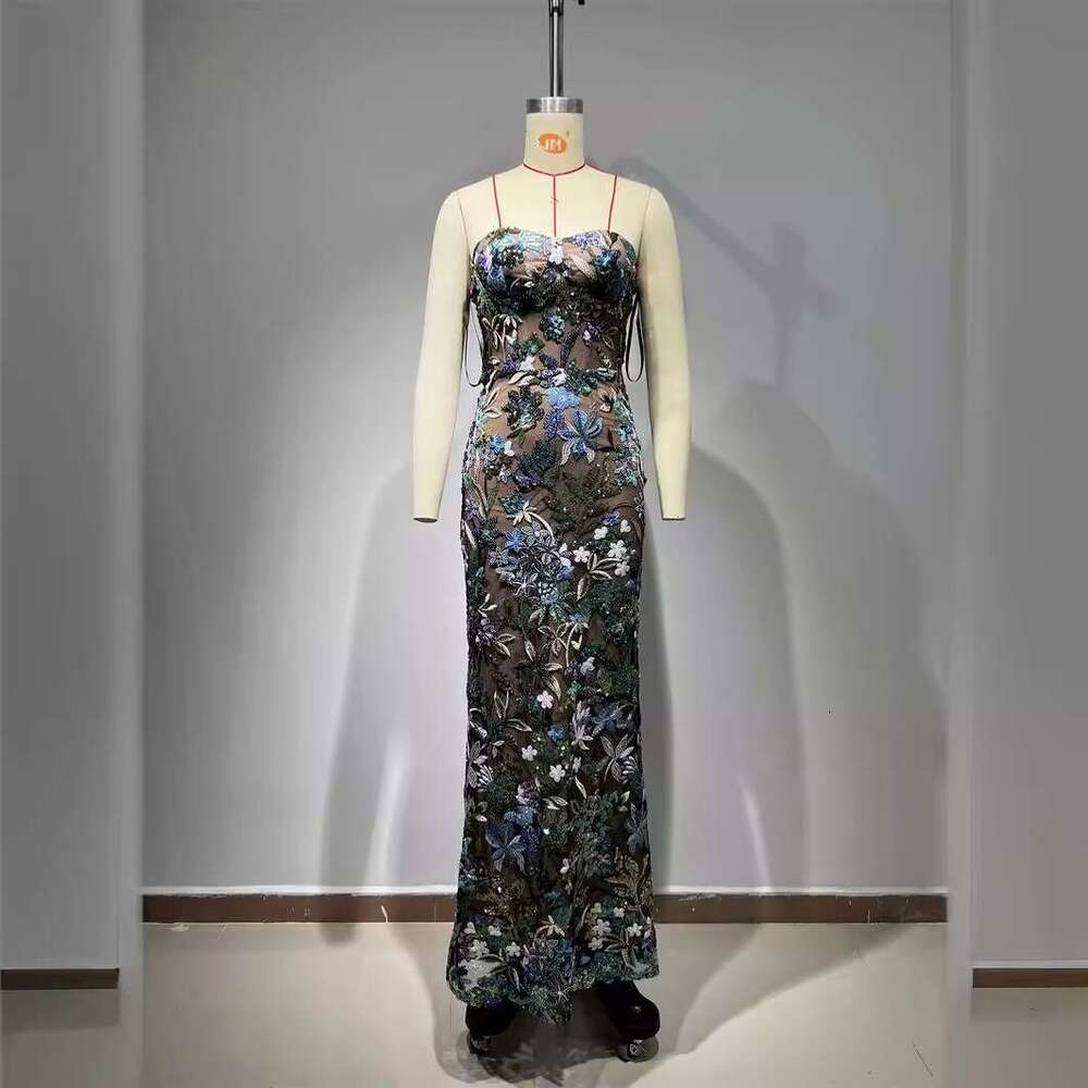Maxi Dress High Quality Fashion Picture Color Strapless One Shoulder Slim Fit Floral Long Style Hip Hugging Dress Evening Gown KQ