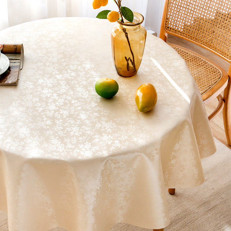 A717 European elegant tablecloth hotel tablecloth banquet large round table tablecloth waterproof oil-proof anti-scalding household cover cloth