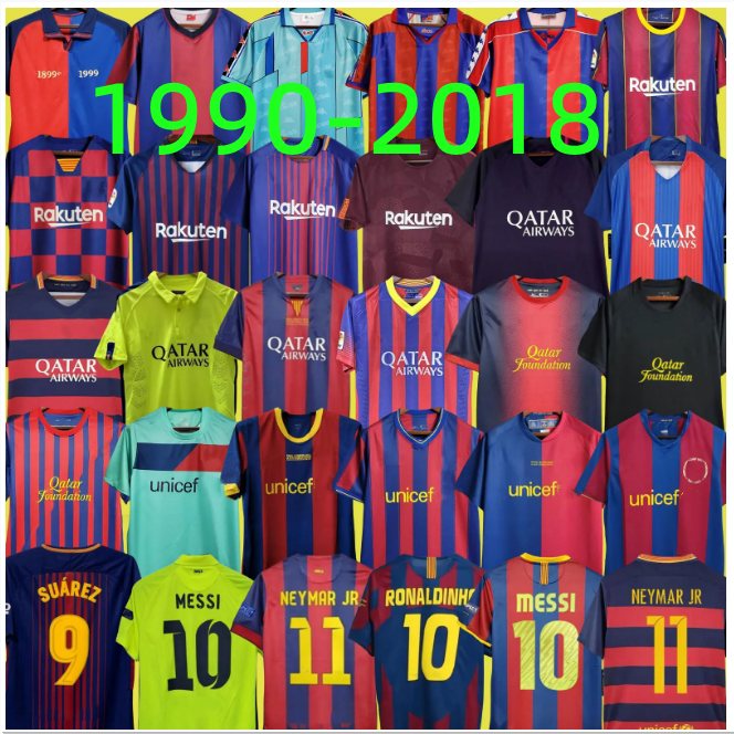RONALDINHO RIVALDO NEYMAR JR barcelone soccer jersey finals vintage 96 97 98 99 08 09 10 11 12 15 16 17 18 Iniesta maillot de foot RONALDO XAVI SUAREZ HENRY football shirt
