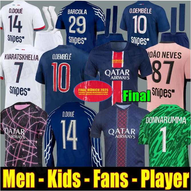 24 25 26 Paris enfants Maillot fourth psges DEMBELE 2025 psgSoccer Jerseys Men football shirts Equipment uniforms VITINHA BARCOLA KVARATSKHELIA doue Kids Kit