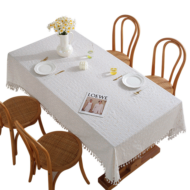 B392 Japanese style tablecloth same style jacquard desk cloth home rectangular tablecloth cotton and linen high-grade dust-proof coffee table cloth ta